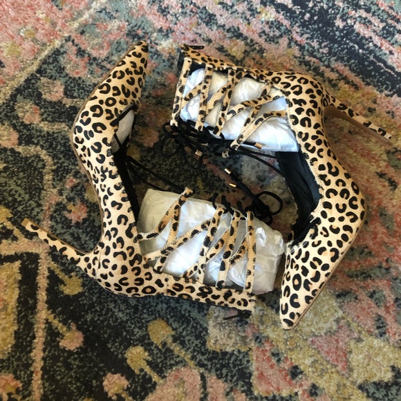 Jeffrey Campbell X Free People Leopard Hierro Lace-up Heel Size 10 - Picture 3 of 9